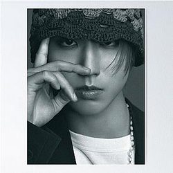 Stray Kids Han Jisung Black and White Visual Singer Dancer Rapper Quokka of Our Hearts Kpop Boy Group Korea Poster
