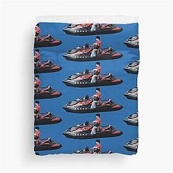 Jisung in a jetski motorboat speedboat, Han Jisung Stray Kids 3RACHA Duvet Cover