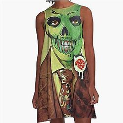 Zombie Green Hannibal Lecter for Halloween A-Line Dress