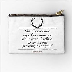 Hannibal Lecter Quote - Must I Denounce Myself as a Monster? Zipper Pouch