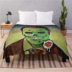 Zombie Green Hannibal Lecter for Halloween Brains Throw Blanket