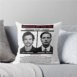 Hannibal Lecter and Will Graham Wanted Poster Throw Pillow