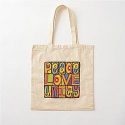 PEACE LOVE UNITY Happy Mondays Style Design Cotton Tote Bag