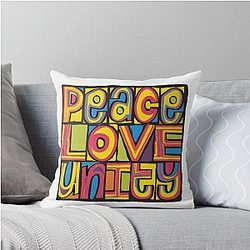 PEACE LOVE UNITY Happy Mondays Style Design Throw Pillow