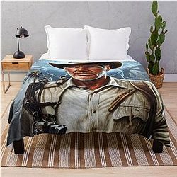 Harrison Ford as Indiana Jones Portrait Throw Blanket