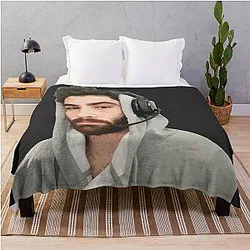 Hasan Piker Wearing a Headphone Throw Blanket