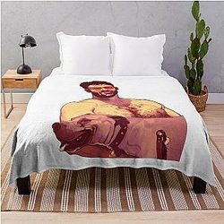 Retro Style Hasan Piker With Cute Dog Journalist Throw Blanket