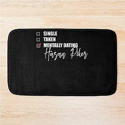 Graphic Mentally Dating Hasan Piker Bath Mat