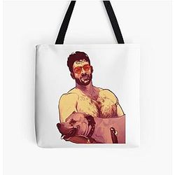 Retro Style Hasan Piker With Cute Dog Journalist Awesome Tote Bag