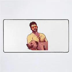 Retro Style Hasan Piker Cute Dog Journalist Awesome Desk Mat