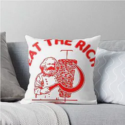 Eat The Rich Doner Kebab Karl Marx Socialist Hasan Piker Throw Pillow