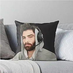 Hasan Piker Wearing Headphone Throw Pillow