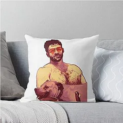 Retro Style Cushion with Cute Dog Journalist Unicorn Throw Pillow