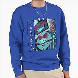 Vox Inspired Hazbin Hotel Fan Art Digital Retro Aesthetic Pullover Sweatshirt