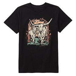 Longhorn Cattle Sunset LA 1305 Heartland T-Shirts