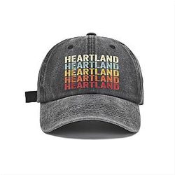Funny Heartland Vintage Sunset Hat for Men Vintage Cotton Washed Black Baseball Caps Adjustable