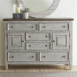 Liberty Furniture Industries Heartland 2 Door 6 Drawer Chest, W60 x D18 x H41, White