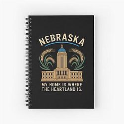 Nebraska Heartland State Pride in Gold Red Blue Spiral Notebook