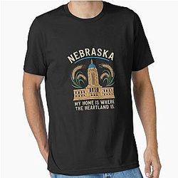 Nebraska Heartland State Pride Graphic in Gold Blue Essential T-Shirt
