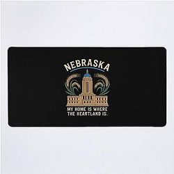 Nebraska Heartland State Pride Graphic in Gold and Blue Desk Mat