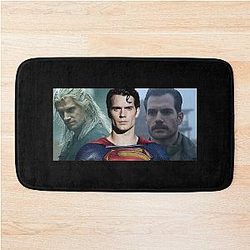 Henry Cavill Portrait Collage Cinematic Art Tribute Design Bath Mat