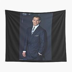 Henry Cavill Elegant Cinematic Portrait in Classic Suit Tapestry