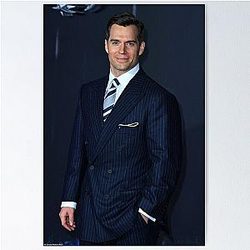 Henry Cavill Elegant Cinematic Portrait in Classic Suit Poster