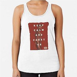 Calm and carry on red henry cavill Racerback Tank Top