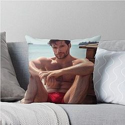 Henry Cavill at the Beach Throw Pillow