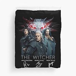 The Witcher Cast Signed Henry Cavill Anya Chalotra Freya Allan Gift Girls Love Duvet Cover