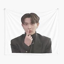 Cross-eyed Hongjoong Meme Tapestry