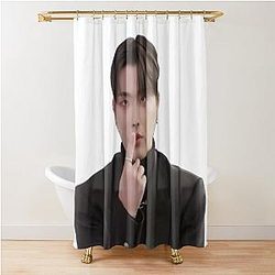 Cross-eyed Hongjoong Meme Shower Curtain