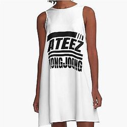 ATEEZ KPOP Song Kim Hongjoong Logo Fan Design A-Line Dress