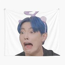 Tinky Winky Hongjoong Face Meme Tapestry