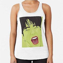 Pop art laughing Hoshi in green Tank Top