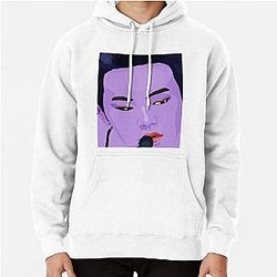 Pop art in lilac Hoodie with stage presence