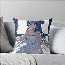 Discover the Beauty of Hoshimachi Suisei the Waifu Girl of HoloLive Throw Pillow