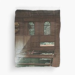 Hoshi Hotsprings in Joshu by Kawase Hasui Duvet Cover becomes 
 Hoshigaken Joshu by Kawase Hasui Duvet Cover.