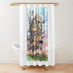 Watercolor Ink Howl's Moving Castle Shower Curtain