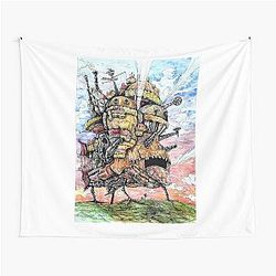 Watercolor and Ink Howl's Castle Tapestry