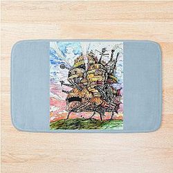 Howl's Moving Castle ink and watercolor drawing Bath Mat