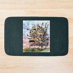 Howl's Moving Castle ink and watercolor drawing Bath Mat