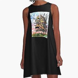Howl's Moving Castle, Ink and Watercolor Drawing A-Line Dress