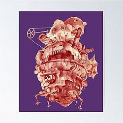 Howl's Moving Castle in Red Poster