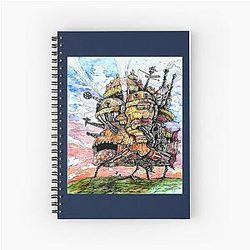Howl's Moving Castle ink and watercolor Spiral Notebook