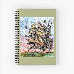 Howls Moving Castle ink watercolor drawing Spiral Notebook