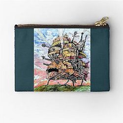 Howls Moving Castle ink watercolor drawing Zipper Pouch