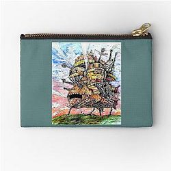 Howl's Moving  Castle ink and watercolor drawing Zipper Pouch