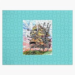 Howl's Moving Castle Ink and Watercolor Drawing Jigsaw Puzzle