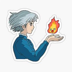 Sophie and Calcifer - Howls Moving Castle Ghibli fan art sticker
